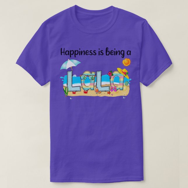 Camiseta Felicidade É Ser Uma Lua Feliz De Praia De Lala Su (Frente do Design)