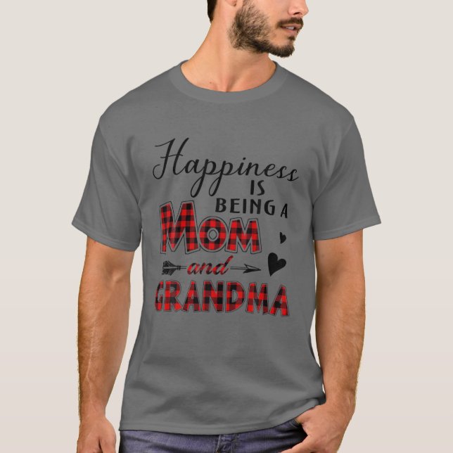 Camiseta Felicidade É Ser Uma Mãe E Vovó Xadrez Bebê E (Frente)