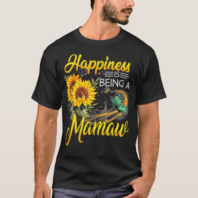 Camiseta Felicidade É Ser Uma Mamuca Borboletas De Girassol (Frente)