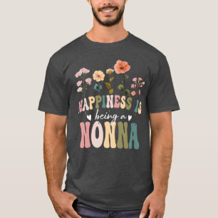 Camiseta Felicidade é Ser uma Nonna Design Floral Nonna Mot
