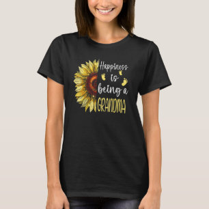 Camiseta Felicidade É Ser Uma Vovó Mulher Decor De Girassol