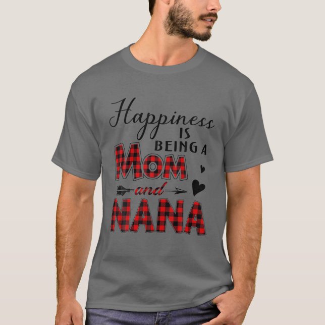 Camiseta Felicidade É Ser Uma Xadrez Mãe E Nana Buffalo E (Frente)