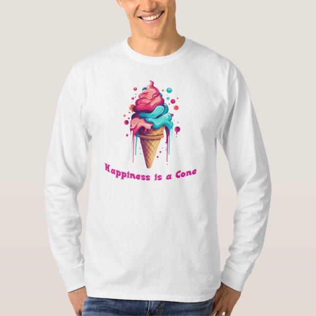 Camiseta Felicidade é um Cone Sorvete (Frente)