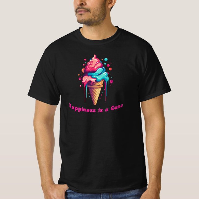 Camiseta Felicidade é um Cone Sorvete (Frente)