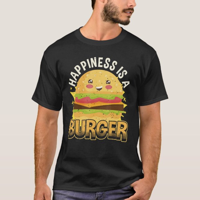 Camiseta Felicidade É Um Hambúrguer Burger E Cos Cheeseburg (Frente)