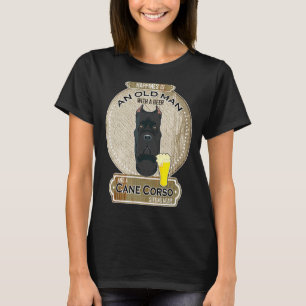Camiseta Felicidade É Um Homem Velho Com Um Cane Corso De C