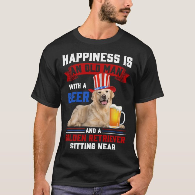 Camiseta Felicidade É Um Velho Com Cerveja E Ouro R (Frente)