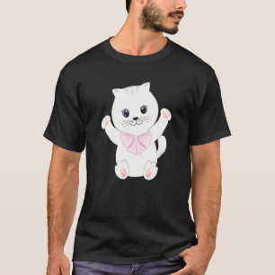 Camiseta Felicidade Fofo Gato Branco Animal Pet com R Verme