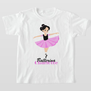 Camiseta Felicidade Gentil Rosa Suave Bailarina Personaliza