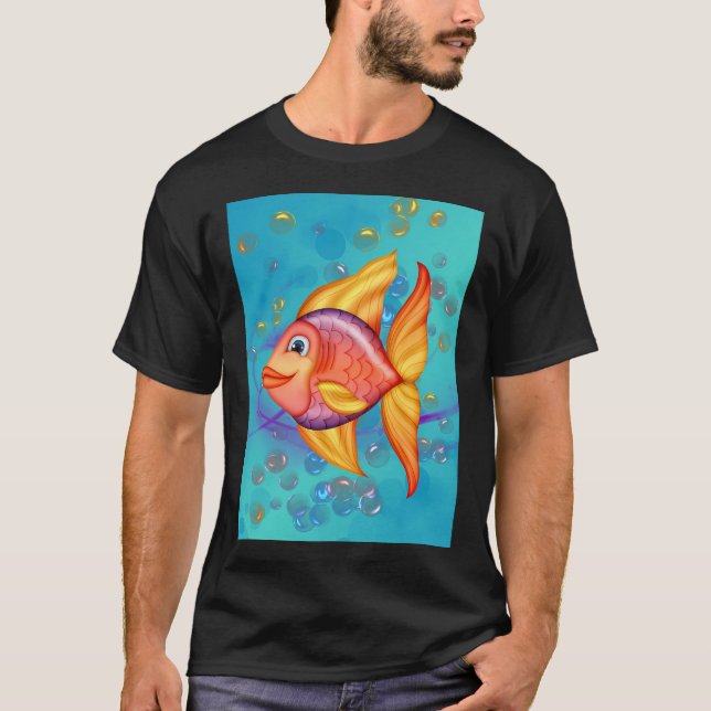 Camiseta Felicidade, peixe fantasia (Frente)