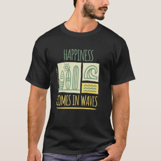 Camiseta Felicidade Vem Em Ondas Ilhas Virgens Surfando EUA