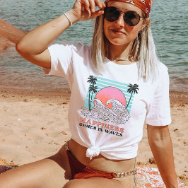 Camiseta Felicidade vem nas ondas, Bum Retro Beach Vibes