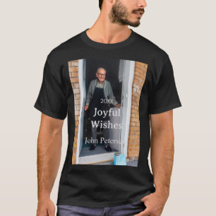 Camiseta Felicidades adicionam nome foto homem feriado ano