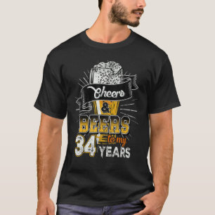 Camiseta Felicidades E Cervejas Aos Meus 34 Anos De Anivers