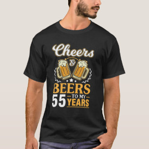 Camiseta Felicidades E Cervejas Aos Meus 55 Anos Feliz Aniv