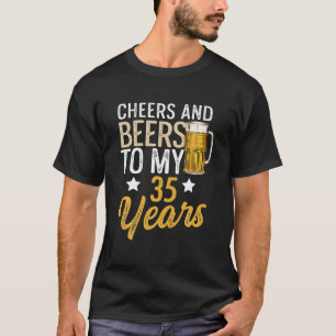 Camiseta Felicidades E Cervejas Engraçadas Aos Meus 35 Anos