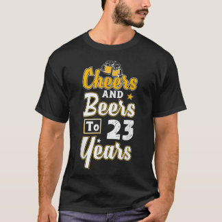 Camiseta Felicidades E Cervejas Para 23 Anos, Feliz 23º Ani