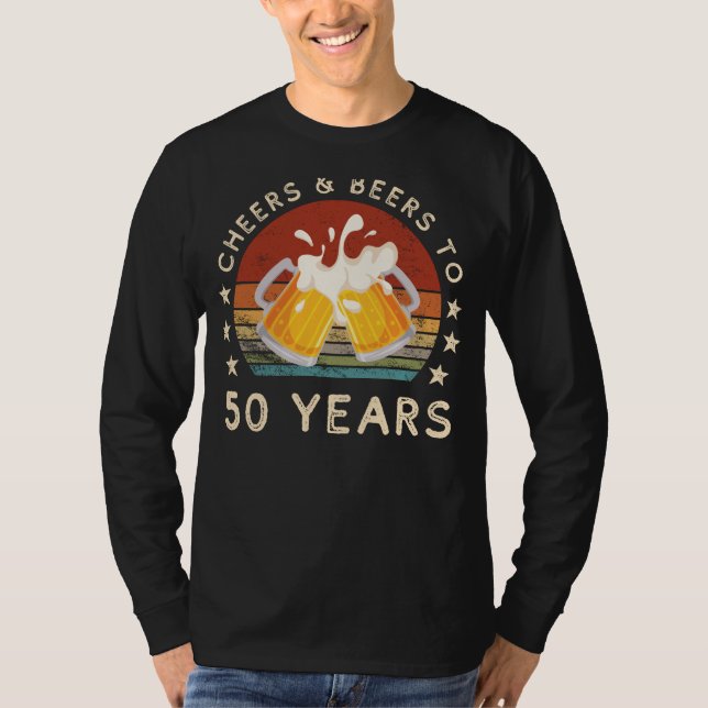 Camiseta Felicidades Engraçadas e Cervejas 50ª Celebração d (Frente)