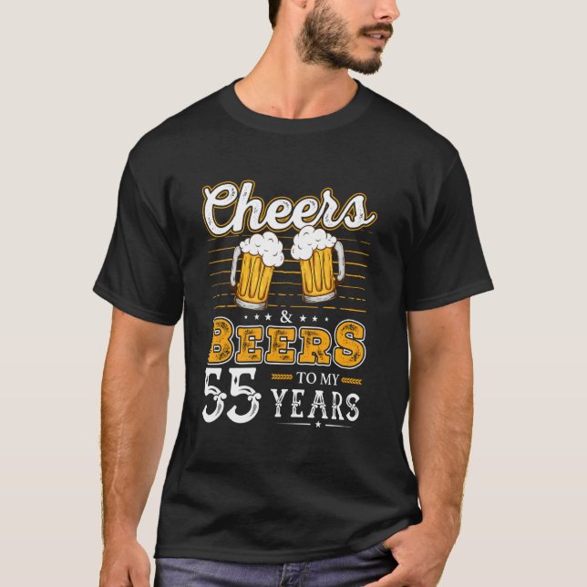 Camiseta Felicidades Engraçadas E Cervejas Ao Meu 55 Anos 5 (Frente)