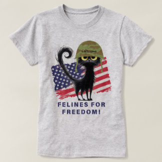 Camiseta FELINAS PELA LIBERDADE, Gato Patriótico no Capacet