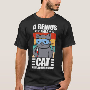 Camiseta Feline Cat A Genius e um Cat Que Combinação