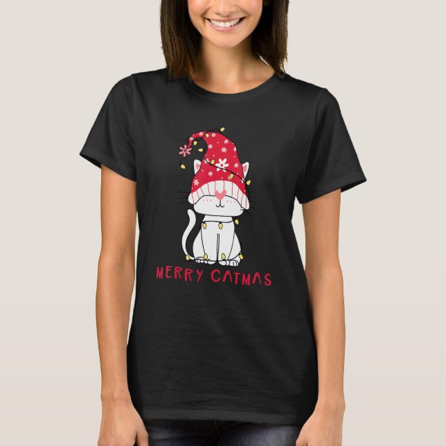Camiseta Feline Festive   Xmas Holiday Merry Catmas Party (Frente)