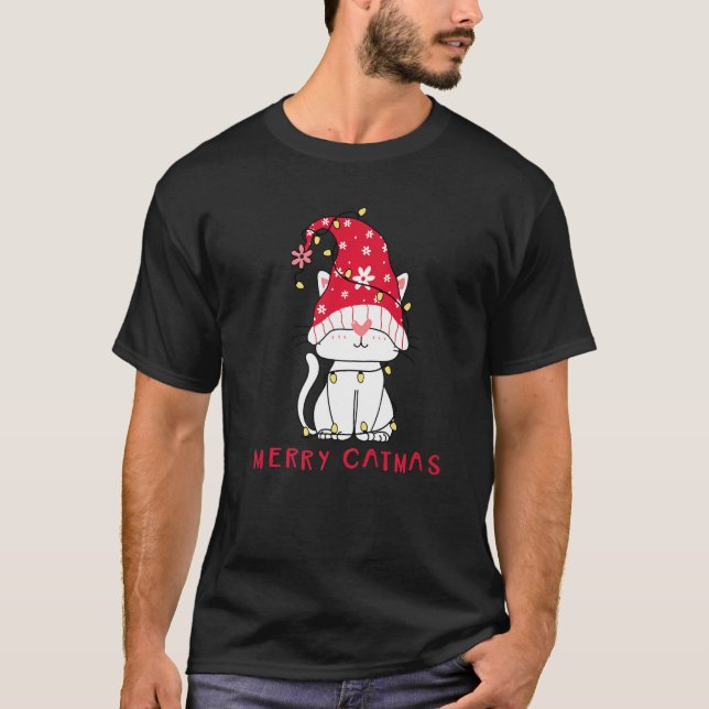 Camiseta Feline Festive  Xmas Holiday Merry Catmas Party (Frente)