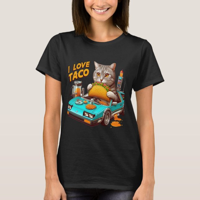 Camiseta Feline Fiesta I love Taco (Frente)
