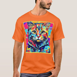 Camiseta Feline Finesse: Melhor Pintura Gato para Impressão