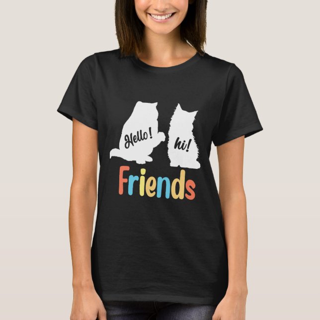 Camiseta Feline Friends: Olá! Olá! (Frente)