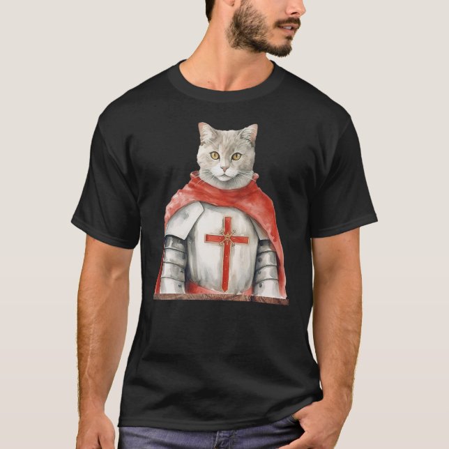 Camiseta Feline Knight Templar The Crusader Cat (Frente)