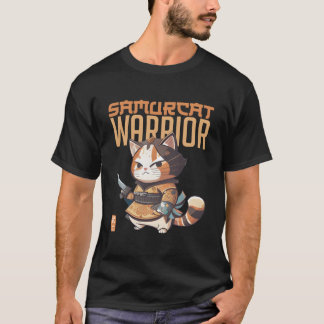 Camiseta Feline Meets Anime The Power Of Samurai Kitty
