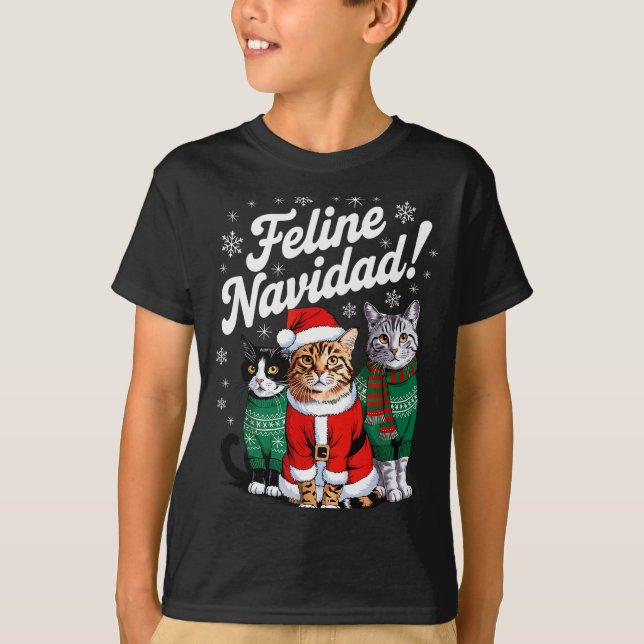 Camiseta Feline Navidad Funny Cat Christmas Holiday Xmas Sa (Frente)