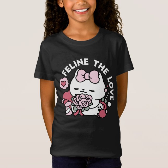 Camiseta Feline o Amor - Design de Gato do Namorados (Frente)