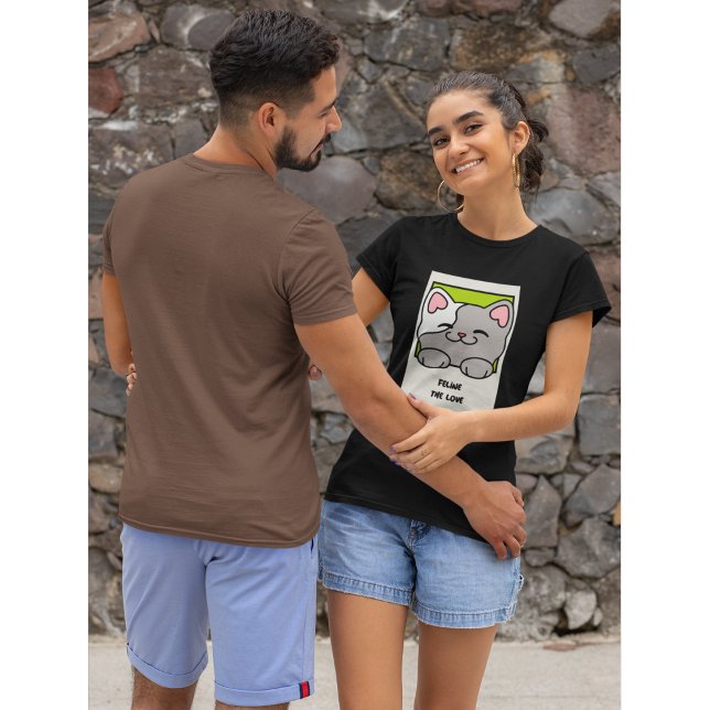 Camiseta Feline, o Amor, Teimoso Arma e Víblias Positivas (Criador carregado)