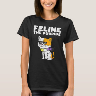 Camiseta Feline O Grelha De Sinalizador Não Binário Do Gelb