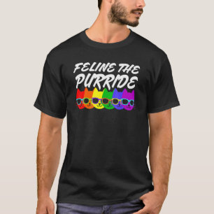 Camiseta Feline, Purride Lgbt Orgulho gay Cat Vestindo Sung
