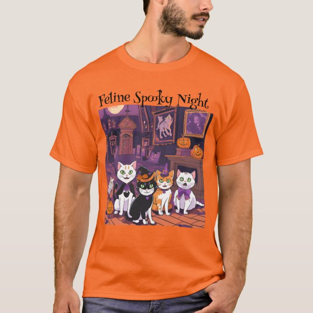 Camiseta Feline Spooky Night (Frente)