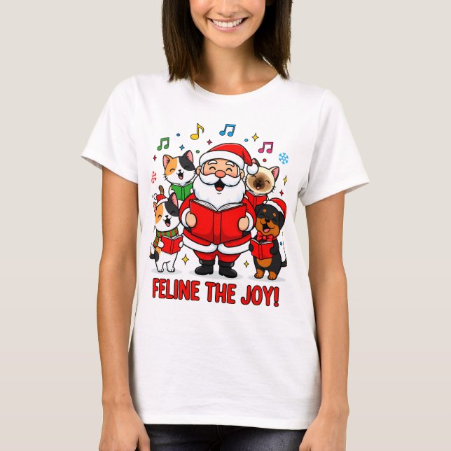 Camiseta FELINE THE JOY! Santa’s Furry Choir T-Shirt (Frente)