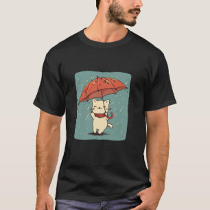 Camiseta Felino Negrito com Guarda-chuvas para uma aparênci
