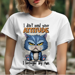 Camiseta Felino Rebelde Com Declaração: Não Preciso De Sua