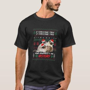 Camiseta Felinos de Natal Engraçados ornamentos Birman Ama