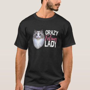 Camiseta Felinos Loucos Lady Cat Kitten Adorável Novidade