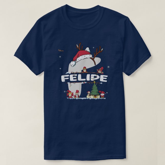 Camiseta Felipe Christmas w Felipe Name for engraçado Xmas (Frente do Design)