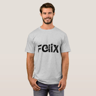 Camiseta Felix, caráter preto do órfão, letras de bloco