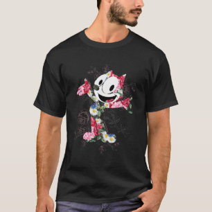 Camiseta Felix O Preenchimento Floral Do Gato