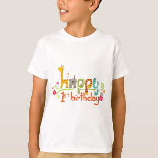Camiseta Feliz 1º Aniversário – Celebração de Tema de Anima