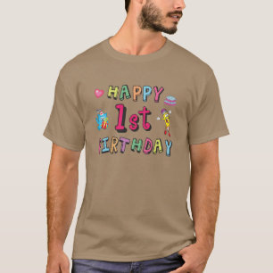 Camiseta Feliz 1º Aniversário para Crianças de 1 ano de ida