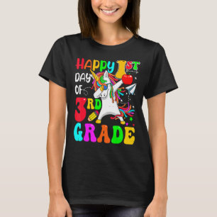 Camiseta Feliz 1º Dia de Meninos do 3º Ano do Unicórnio Fel
