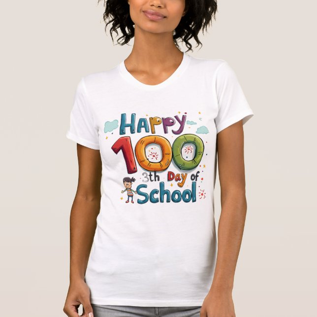 Camiseta feliz 100º dia da escola (Frente)
